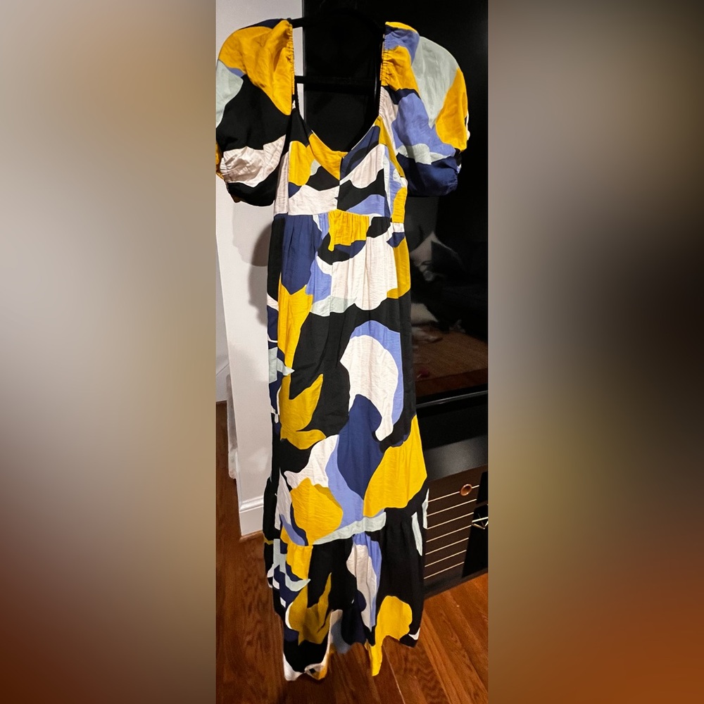 Nine West Yellow and Blue Maxi Dress l XS